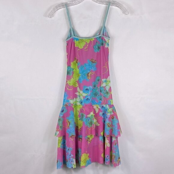 TallyWeijl Tropical Floral Spaghetti Strap Pink Mini Sundress Petite XS XXS - Picture 2 of 9